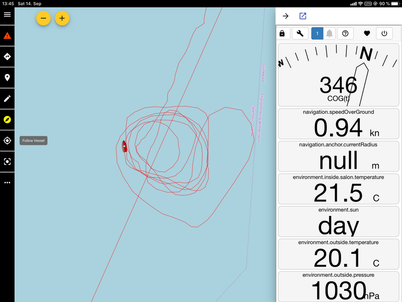 Tracking some basic sailing exercises via Signal K
