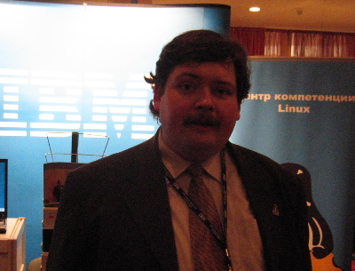 Alexander Bokovoy at the IBM booth