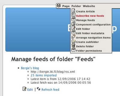 Feed management view
